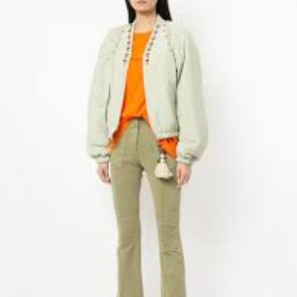 ISO Hyein Seo Green Jewel Embellished Beaded Silk Bomber Jacket (do not buy) - Picture 2 of 2